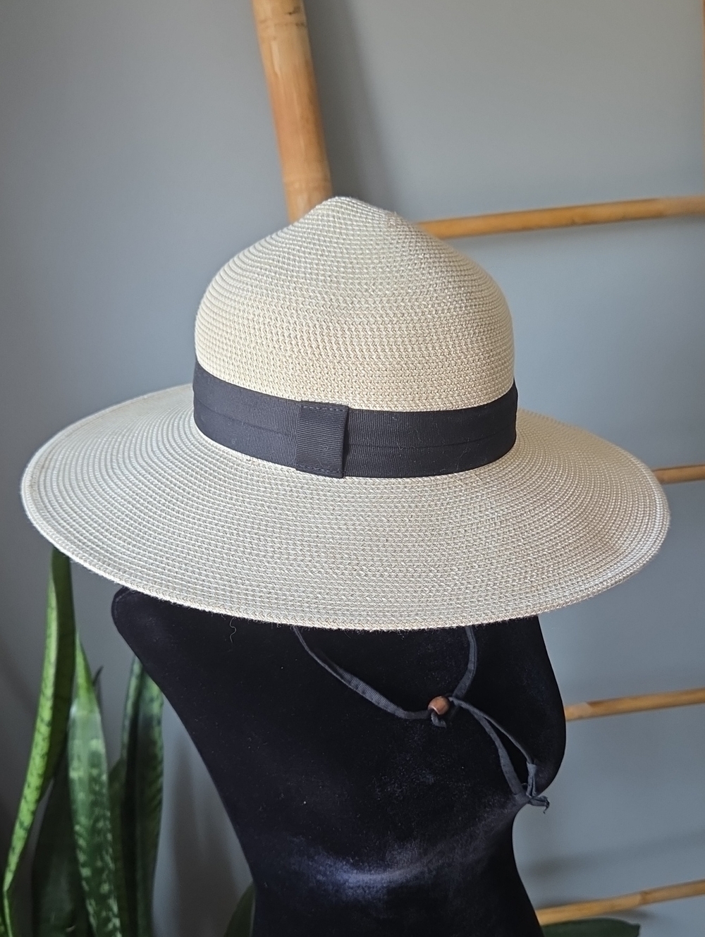 Solar Escape Wide-Brim Straw Hat with Black Band